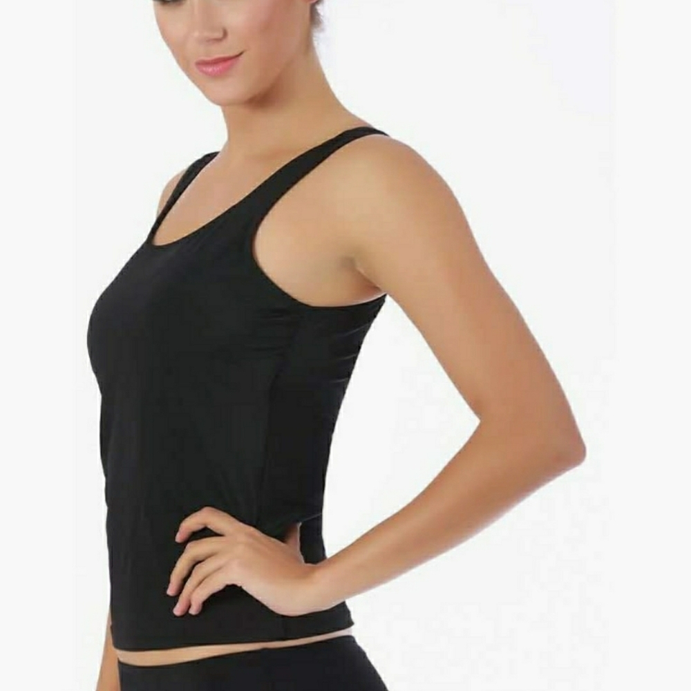 InstantFigure Black Compression Tankini Top